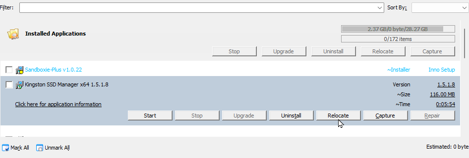 Relocate Installed Application