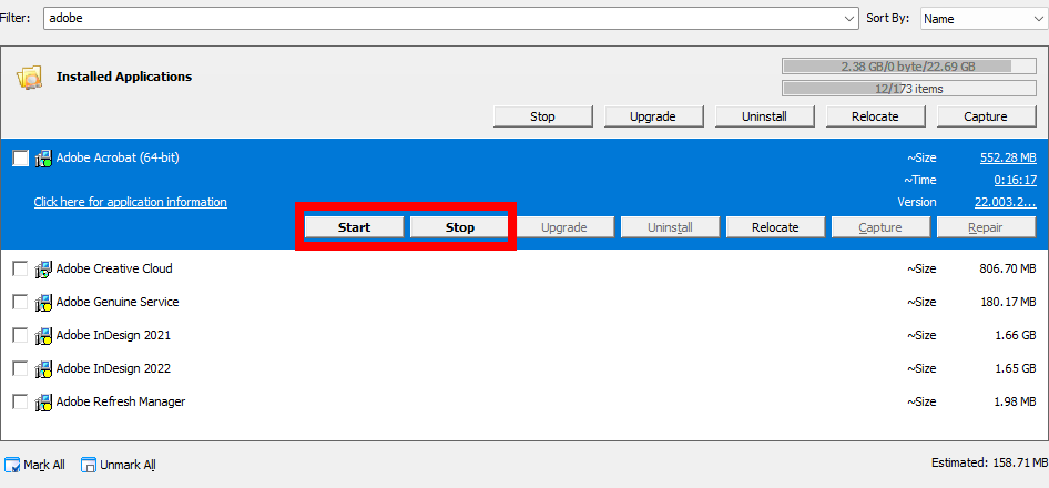 Stop several executables of application.