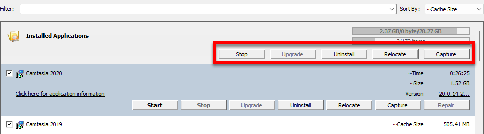 Installed Applications Panel