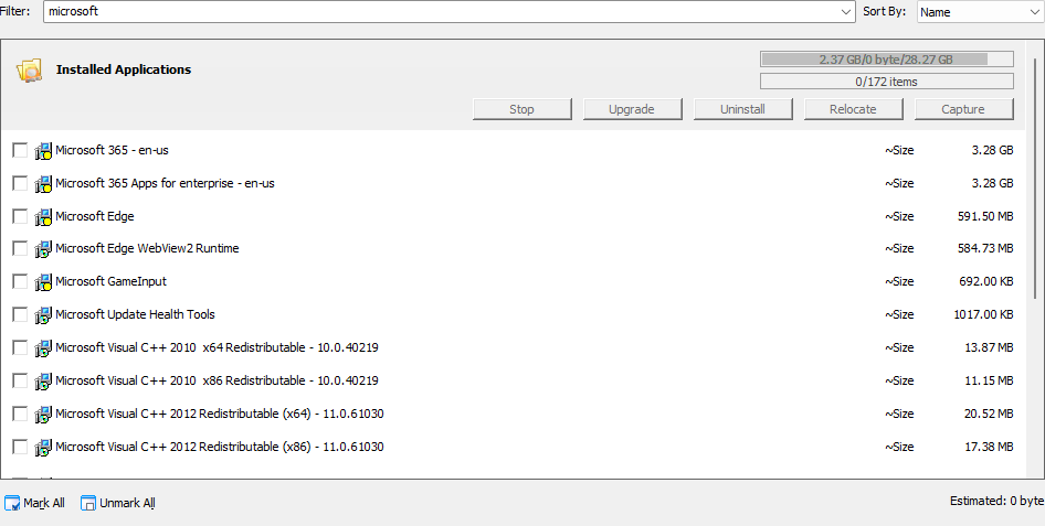 Filter Installed Applications