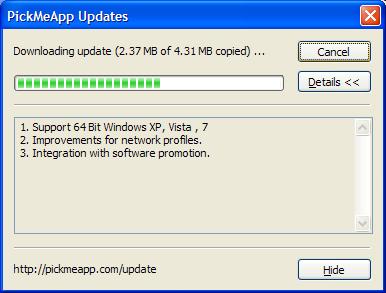 PickMeApp Update detail dialog